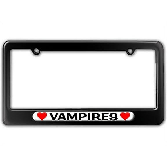 Vampires Love with Hearts License Plate Frame