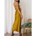 thumbnail image 3 of Vestido largo Realtix de seda satinada sin espalda para mujer, 3 of 4