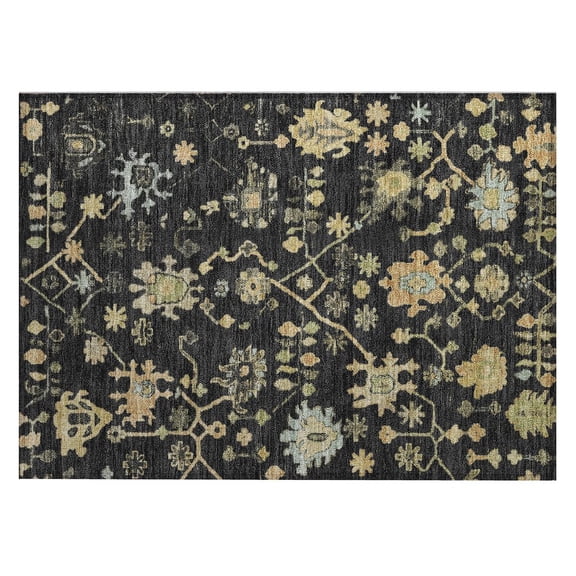 Dalyn Rugs Machine Washable Indoor/Outdoor Chantille Black 1'8" x 2'6" Rug