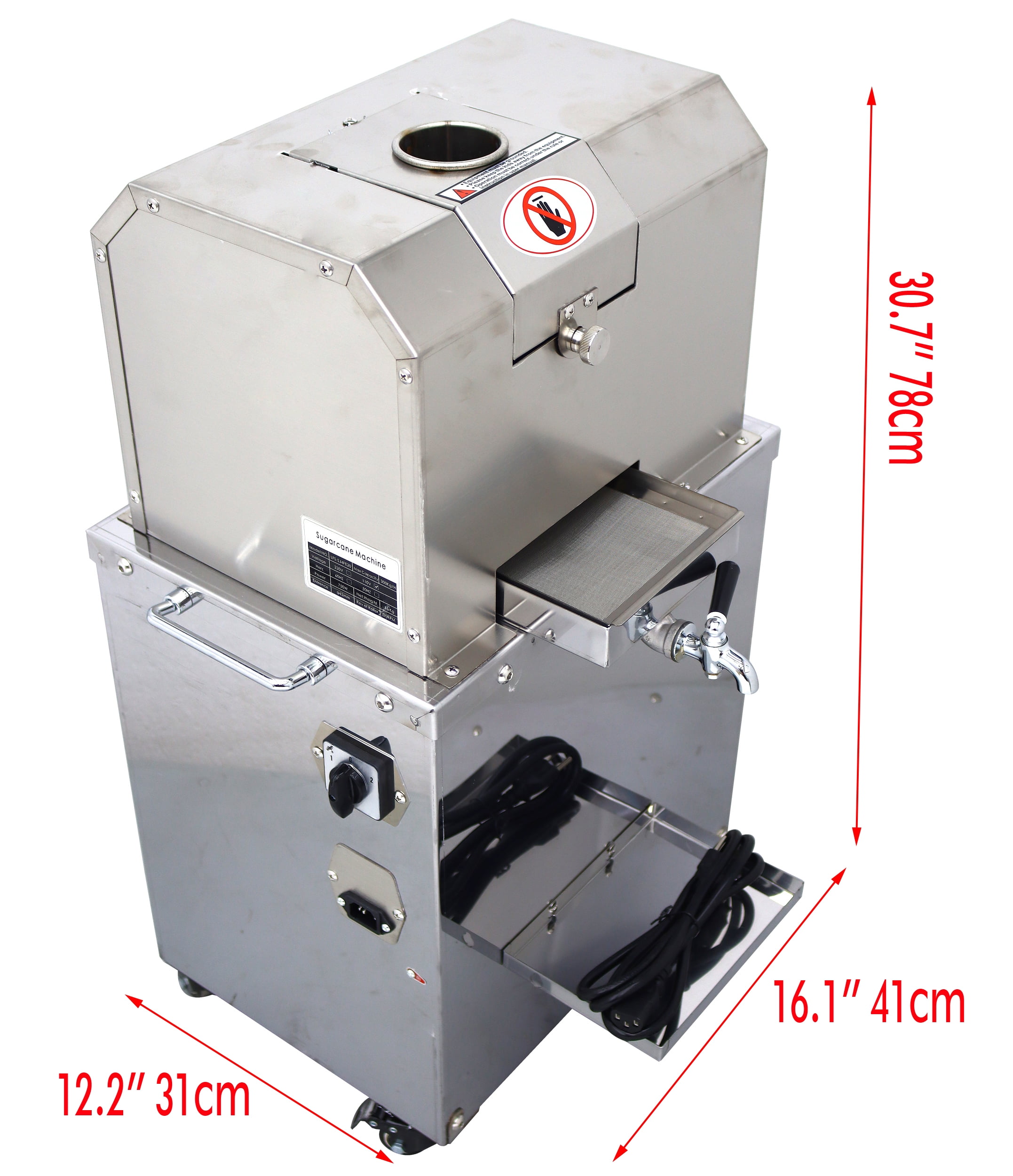 4 Rollers Electric Sugarcane Juicer Sugar Cane Press Juice Machine Commerical 110V 800W