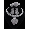 thumbnail image 2 of Goldtone Crystal Rose Jewelry Set: Necklace, Earrings, Bracelet, 2 of 4