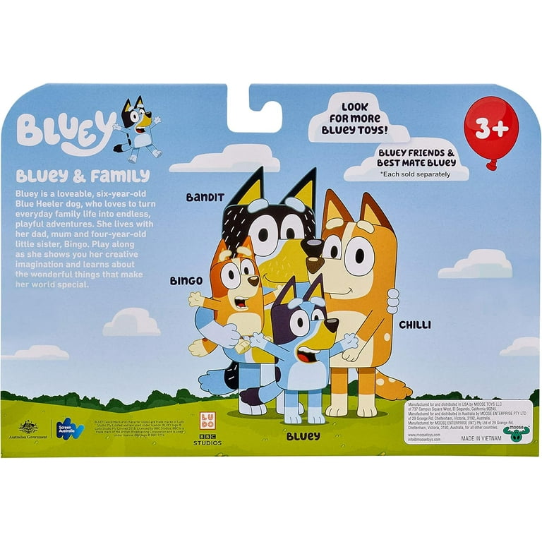 Bluey and Friends 4 Pack of 2.5-3