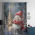 thumbnail image 5 of Red Snowman Christmas Semi Sheer Curtains Drapes for Living Room, Bedroom, French Doors Window 84 Inches Long, Xmas Snowflake Oil Painting Rod Pocket Chiffon Curtain Drapery Voile Draperies Panel, 5 of 6