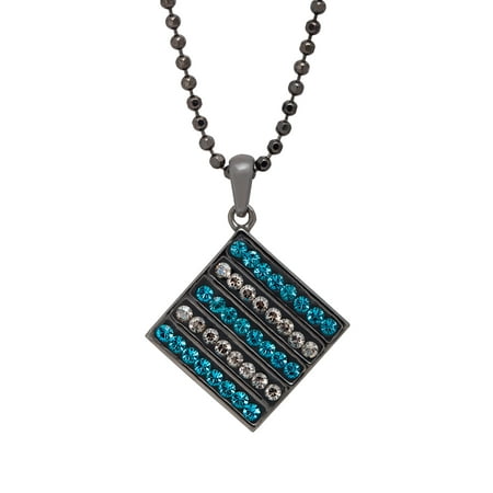 Luminesse Tile Pendant Necklace with Indicolite & Satin Swarovski Crystals in Sterling Silver