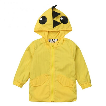 Kids Little Boys Girls Dinosaur Raincoat Jacket Hooded Outwear Fall Winter School Pizex