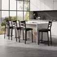 thumbnail image 3 of 26" Bar Stools Set of 4, Counter Height Bar Stools with PU Upholstered Seat, Metal Frame Kitchen Bar Chairs with X-Design Back and Footrest for Kitchen Island, Counter Bar, Dining Room, Black, 3 of 6