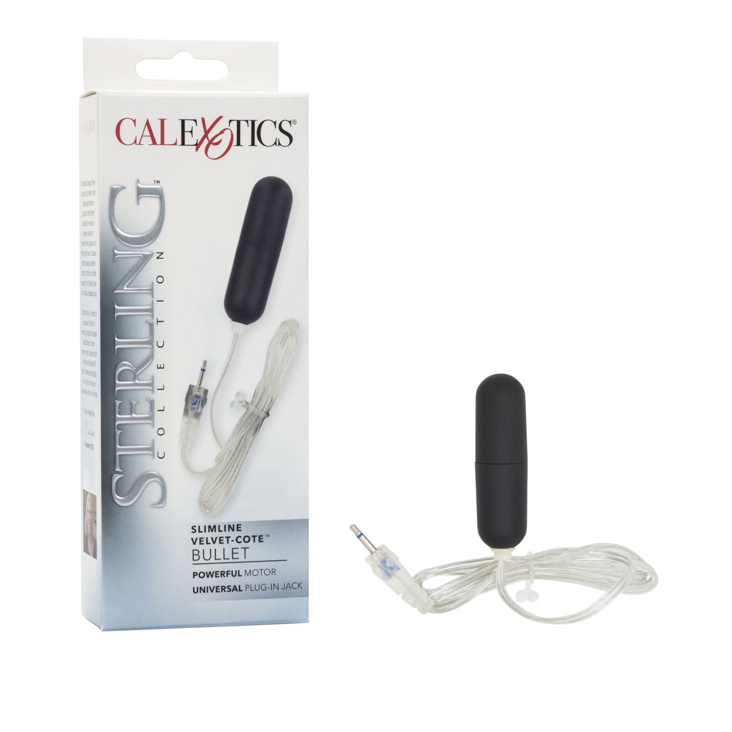 CalExotics Sterling Collection Slimline Velvet-Cote Solo Bullet Plug-In - Black