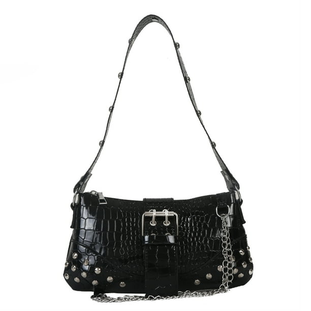 Bolsa punky de la cadena del de la axila de la moda de las mujeres para las vacaciones diarias del viaje (negro) JShteea Para Estrenar