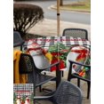 thumbnail image 4 of Outdoor Tablecloth with Umbrella Hole and Zipper, Christmas Snowman Square Table Cloth 54x54 Inch Waterproof Tablecloth, Black White Plaid Snowflake Pine Tree Picnic Table Cover for Patio Camping, 4 of 7