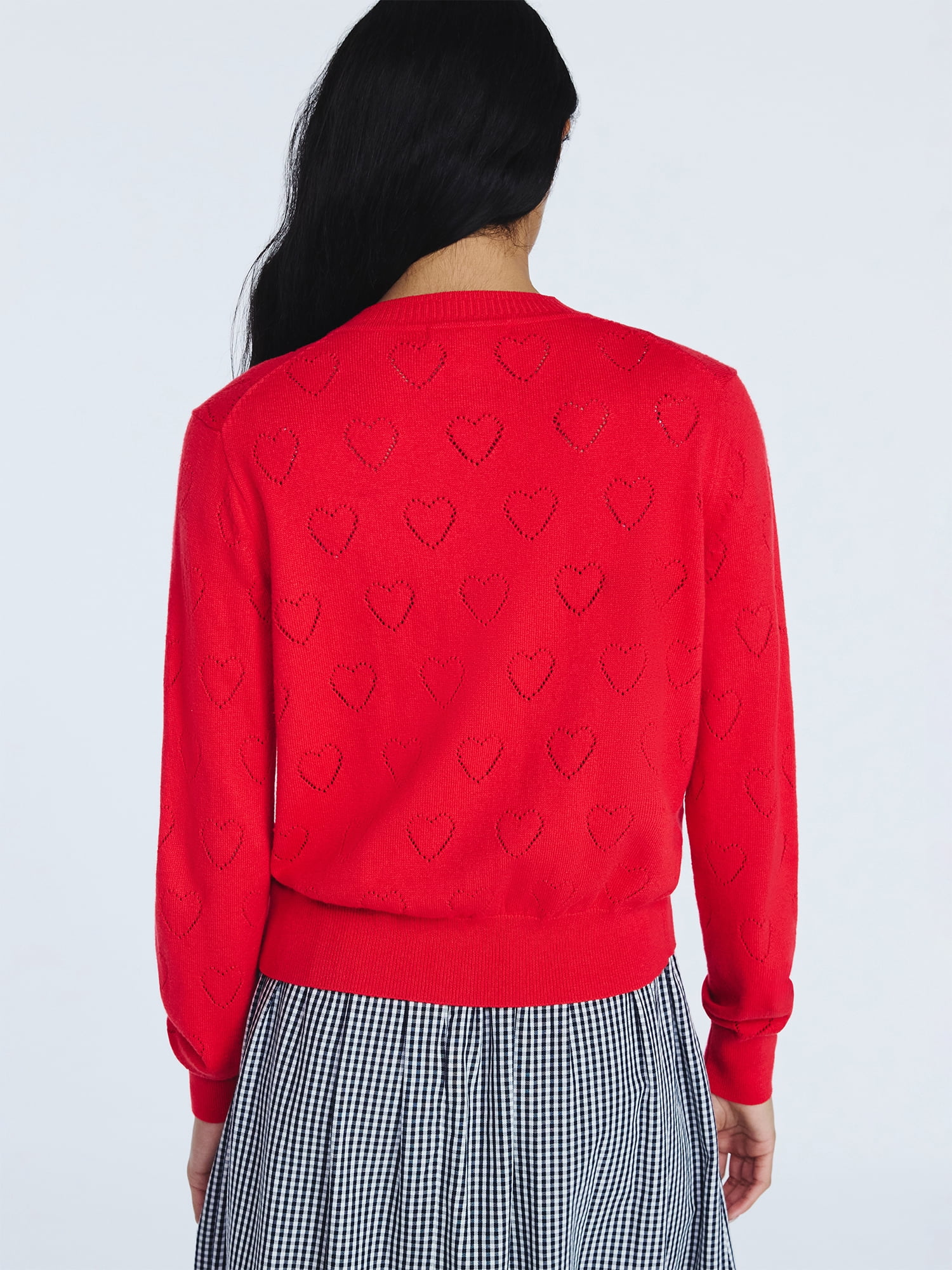 Free Assembly Women's and Women's Plus Heart Cardigan Sweater with Long Sleeves, Lightweight, Sizes XS-4X
