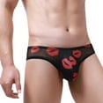 thumbnail image 1 of Fridja Slips Courts pour Hommes Lèvres Rouges Charmants Confortables Slips Épicés Taille Basse Gaze Transparente sous-Vêtements Fins pour Performance Sportive, 1 of 4
