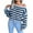 Blue, variant on Fesfesfes Women Sweaters Casual Stripes Casual Loose Long Sleeve Sweater Short Under $10