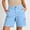 Blue, variant on Womens Solid Color Bermuda Cargo Shorts Women Elastic High Waist Pockets Shorts Summer Casual Sport Khaki XL(XL)