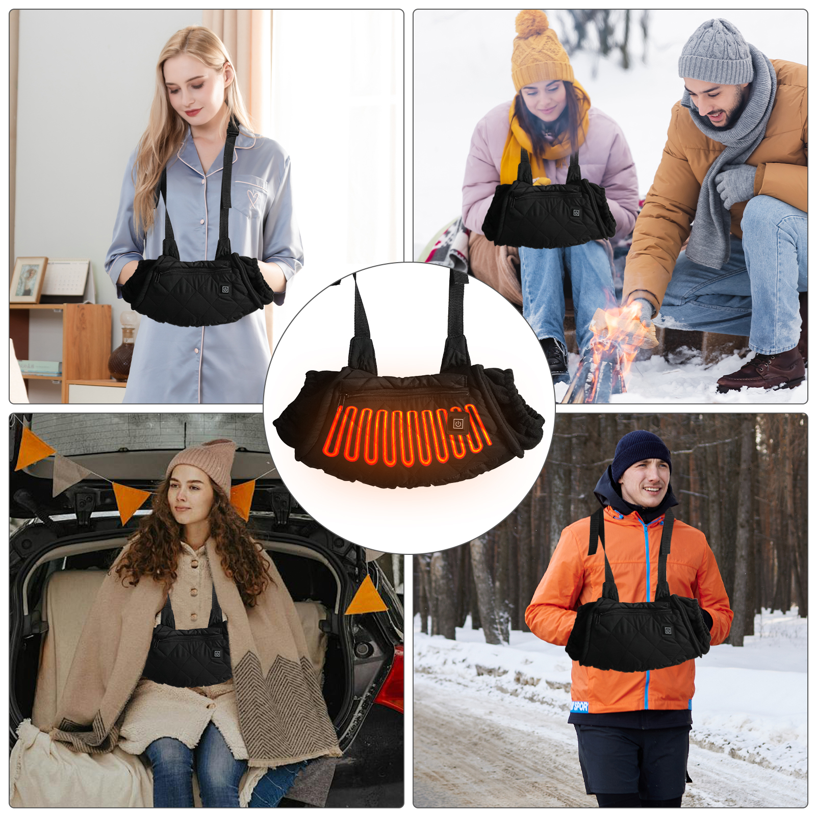 Heated Hand Warmer Pouch with Belt ,Electric Heated Waist Hand Muff for Men & Women Outdoor Use (Power Bank Not Included)