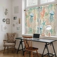 thumbnail image 5 of Teal Red Coastal Kitchen Curtains 54 Inch Length, Jellyfish Nautical Beach Coral Starfish Tiers Curtains for Bathroom Bedroom Cafe, Light Filtering Small Window Treatment Drapes 2 Panels 42"Wx54"L, 5 of 8