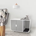 thumbnail image 3 of Teamson Pets Large Dyad Wooden Cat Litter Box Enclosure and Cabinet/Side Table, Alpine White/Gray, 3 of 9