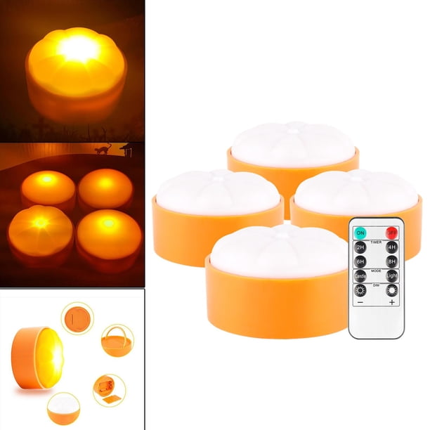 Control remoto luz LED lámpara de calabaza 4 piezas batería Modo decorativo Portátil