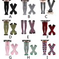 thumbnail image 3 of Conjunto de calcetines largos a rayas para mujer, calentadores de brazos y guantes sin dedos para fiesta de cosplay, 3 of 4