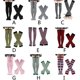 thumbnail image 3 of Conjunto de calcetines largos a rayas para mujer, calentadores de brazos y guantes sin dedos para fiesta de cosplay, 3 of 4