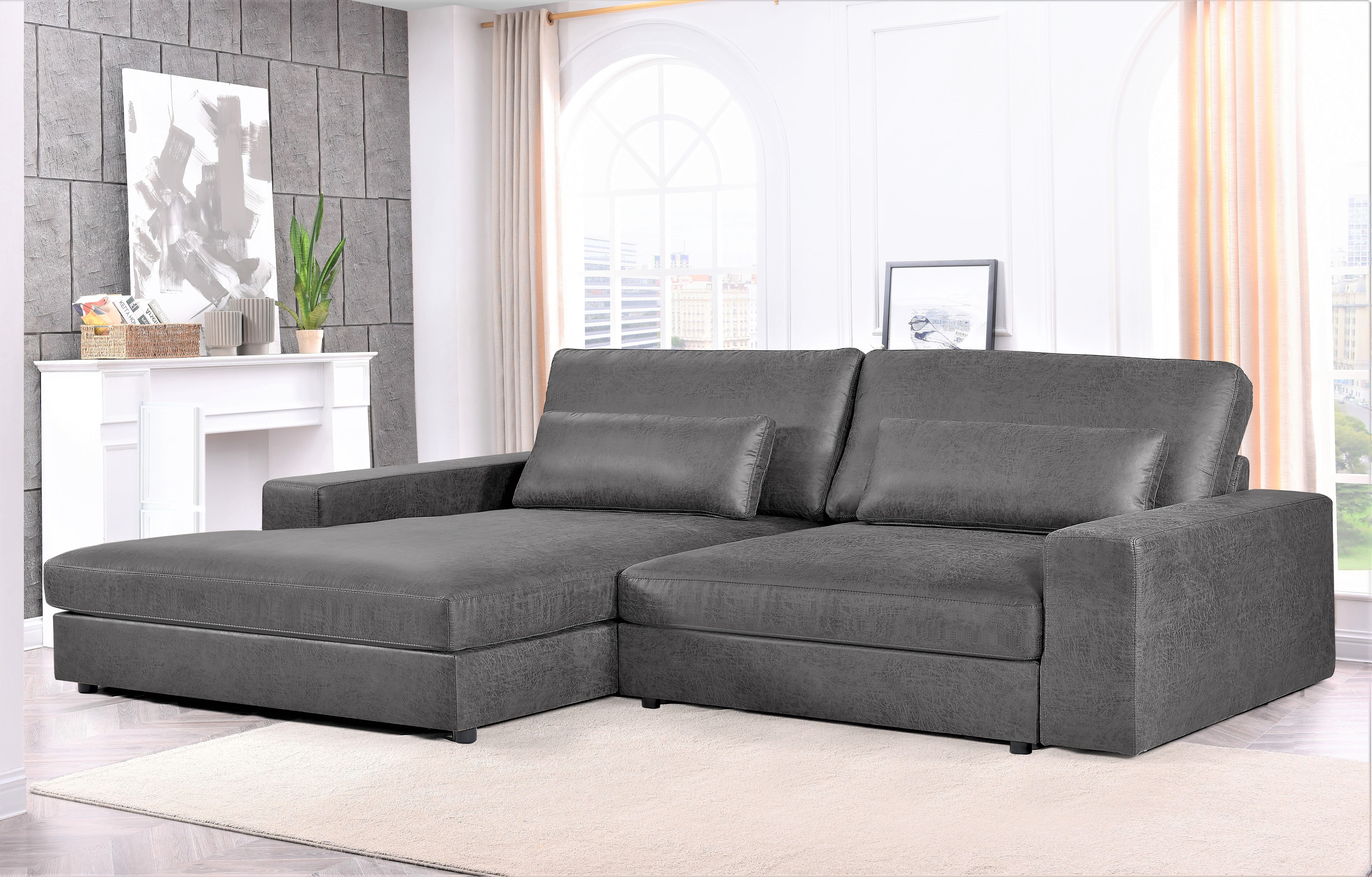 US Pride Furniture 105.52''W Oversized Left Faing Chaise Sectional Sofa, Grey