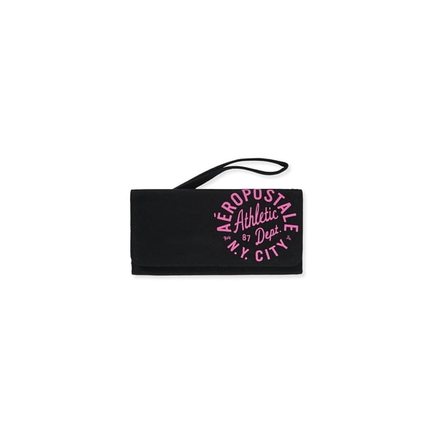 Aeropostale Womens Tri Fold NY City Checkbook Wallet, Negro, Talla única Aeropostale Billetera de chequera