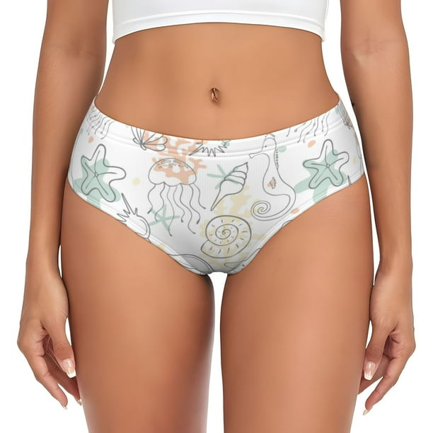 Fotbe Sea Animals Calzones Estampados para Mujer – Ropa Interior de Algodón, Cómoda, Suave y Elástica-Medium