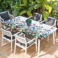 thumbnail image 2 of Blue Spring Floral Table Cloths for 4 Foot Rectangle Tables, Pink Flowers Butterfly Pastoral Patio Waterproof Elastic Fitted Tablecloths, Washable Rectangular Table Cover for Camping, 2 of 8