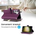 thumbnail image 3 of SaniMore for Samsung Galaxy S23 Ultra Case, Zipper Purse [Card Holders] Magnetic Clasp Flip Kickstand Wrist/Crossbody Lanyard PU Leather Wear-resistant Full Protective Wallet Shell, Darkpurple, 3 of 10