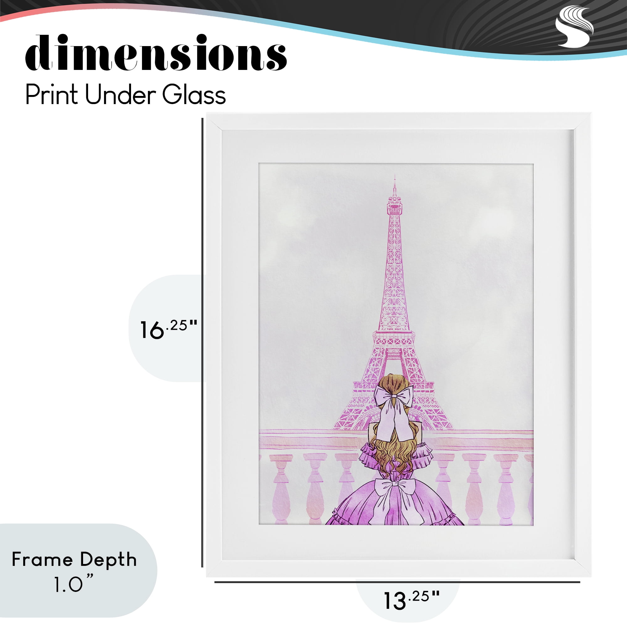 Stupell Industries Pink Gown & Eiffel Tower White Framed Print Under Glass, design by Ziwei Li