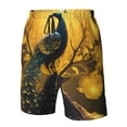 thumbnail image 4 of Susaid Elegant Gold Leaf Peacock Print Men's Swim Trunks Hawaiian Bathing Mesh Lining Suit Swimsuits Beach Shorts with Pockets-X-Large, 4 of 6