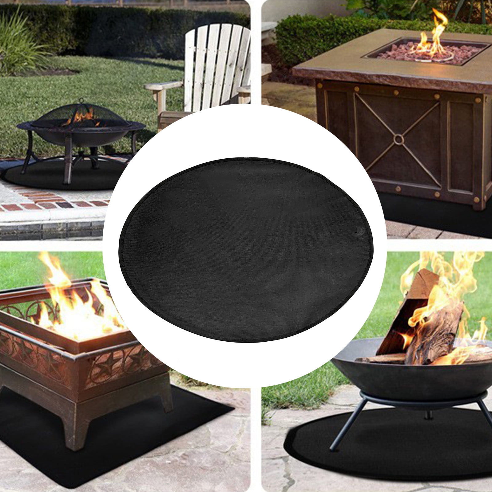 Circular Fire Mat - Heat Insulation Fiberglass Stove Mat, Aluminum Film Coated Burn Oven Mat for Grill Protection 24-36 Inch Gray