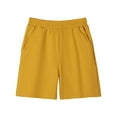 thumbnail image 2 of Huowey Boys Athletic Shorts Solid Color Straight Leg Comfortable Loose Fit Casual Summer Play Shorts Elastic Waist Running Beach Breathable Cozy Outdoor Pull On Shorts,Yellow,7-8 Years, 2 of 3