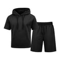 thumbnail image 5 of Miqool Men's Shorts Set Short Sleeve Hoodie Drawstring Waist Casual Summer Sportswear Loungewear Two Piece, 5 of 9