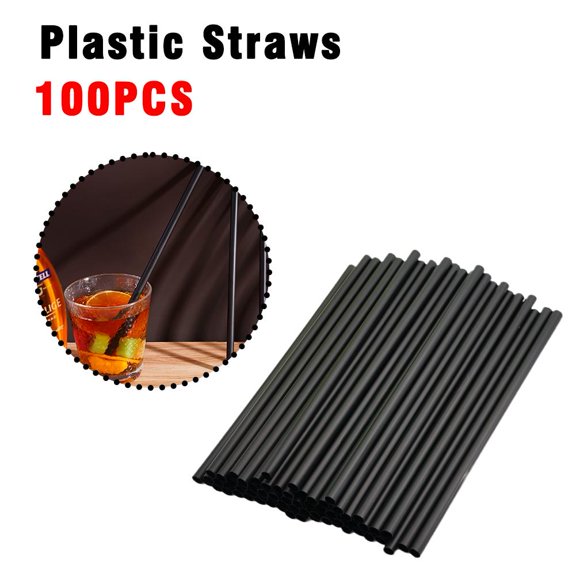 SHAPERME 100pcs Flexible Drinking Straws Plastic Straws in Black ~ uk NEW