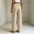 thumbnail image 7 of Lmueinov Women Summer Drawstring Waist Wide Leg Pants Linen Blend Elastic Waist Casual Trousers with Pockets Soft Breathable Summer Pants, 7 of 7