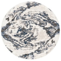SAFAVIEH Petra Carmella Abstract Area Rug, Ivory/Blue, 6'7" x 6'7" Round