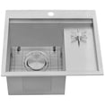thumbnail image 3 of Ruvati USA RVH8262ST 22 in. Glass Rinser & Sink Combo Workstation for Wet Bar Bottle Washer Drop in Topmount, 3 of 7
