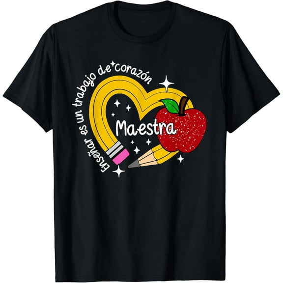 Maestra Spanish Teacher Pencil Maestra Bilingual T-Shirt men and women can wear,black,white,creative gift