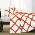 thumbnail image 2 of D.N.G. BEDDINGS 3 Piece Luxury Two Tone Diamond Ruffle Pattern Comforter Set Premium Super Soft, All Season 800 Thread Count 100% Egyptian Cotton Twin/Twin XL Size Orange/White Solid Color, 2 of 4