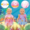 thumbnail image 6 of ZITA ELEMENT 4 Set Baby Doll Clothes for 14 -16 Inch, 18 Inch Girl Doll Clothes Outfits and Accessories 7 Pcs Include Jumpsuit, Dresses, Headbands, Hats, Shoes, 6 of 7