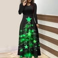thumbnail image 4 of SuTry Womens Christmas Dress Festival Fashion Print Long Dress Round Neck Long Sleeve Casual Party Holiday Womens Christmas Gifts Dress(Green,S), 4 of 4