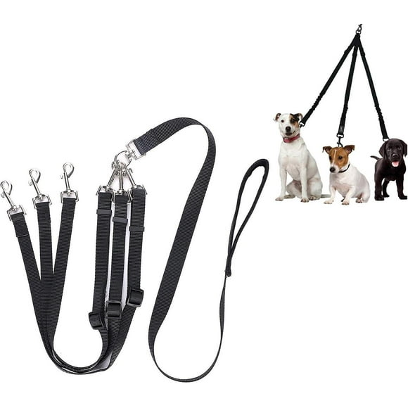 3 Dog Leash Detachable 3 Way Dog Leash Dog Leash Splitter Pet Triple Rope Coupler Adjustable Nylon Leash Pet Leash with Padded Handle for One, Two, Th