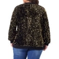 thumbnail image 4 of DARING DIVA Plus Size Sequin Sparkle Long Sleeve Front Zip Bomber Jacket 4X Gold, 4 of 6