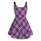 thumbnail image 2 of Tank Top de Falda de Talla Extra a Cuadros con Escote Pico Rosegal  Camisetas tallas grandes, 2 of 5