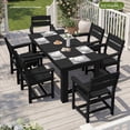 thumbnail image 7 of SERWALL 5-Piece HDPE Outdoor Dining Table Set, All-Weather 67-Inch Patio Table and 4 Classic Chairs for Deck, Lawn or Garden, Black, 7 of 7