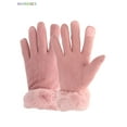 thumbnail image 6 of BadPiggies Winter Warm Touch Screen Gloves, Thick Fleece Lining Suede Mittens Velvet Wrist Driving Gloves for Men Women (Pink), 6 of 6