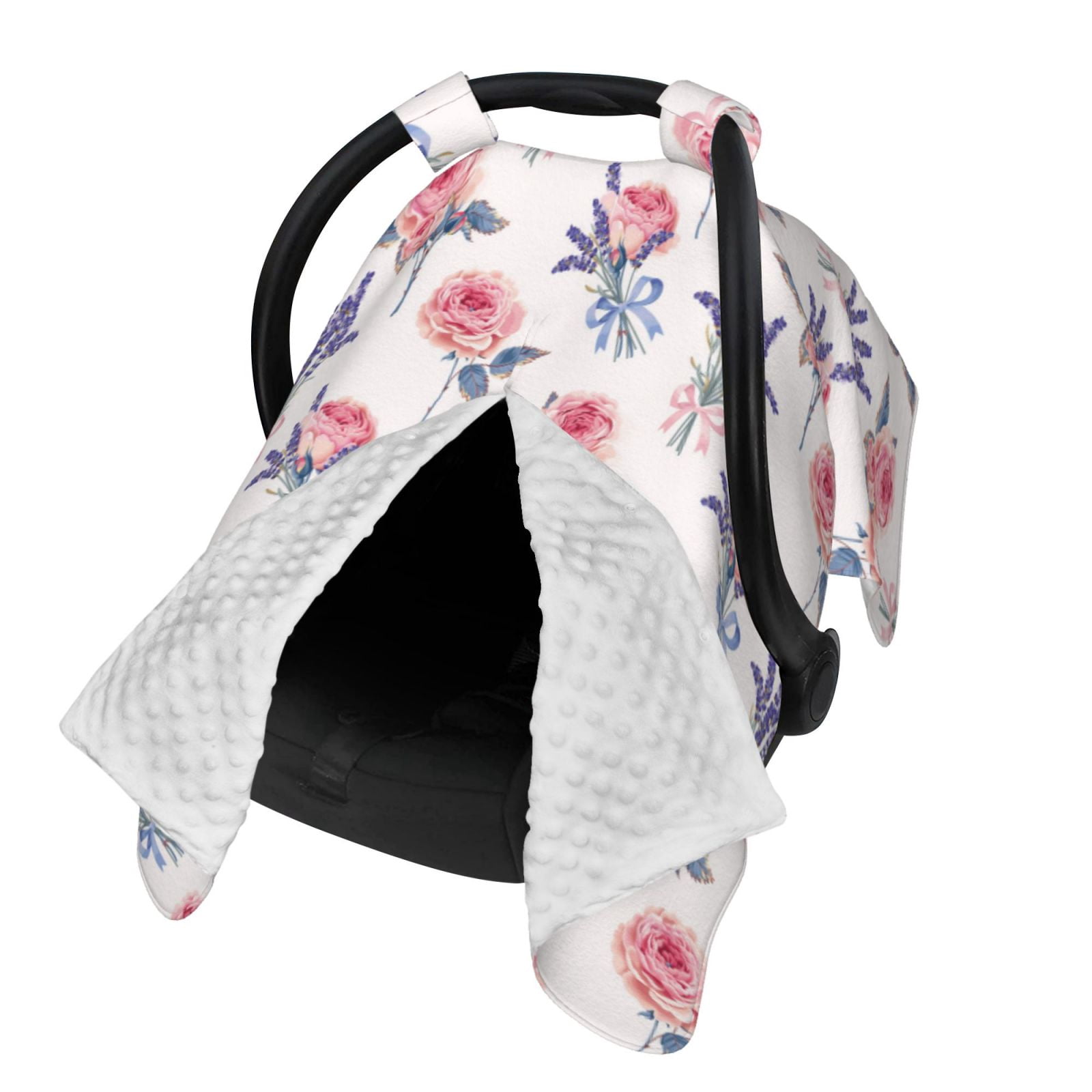 Naloa Lavender Flowers Baby Car Seat Cover, Breathable Baby Carrier Cover, Multiuse Baby Carrier Cover & Nursing Breastfeeding Cover