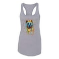 thumbnail image 2 of Bear Painting Splatter Abstract Art Animal Lover Ladies Racerback Tank Top, Heather Grey, Medium, 2 of 3