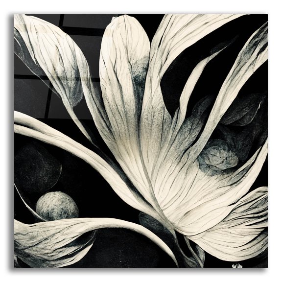 Epic Art 'Flowers Black White 29' by Ray Heere, Acrylic Glass Wall Art, 12"x12"