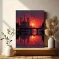 thumbnail image 6 of Gothic Burning Cathedral Canvas Art, Dark Fantasy Castle Scene, Game Room Spooky Wall Decor, 6 of 8